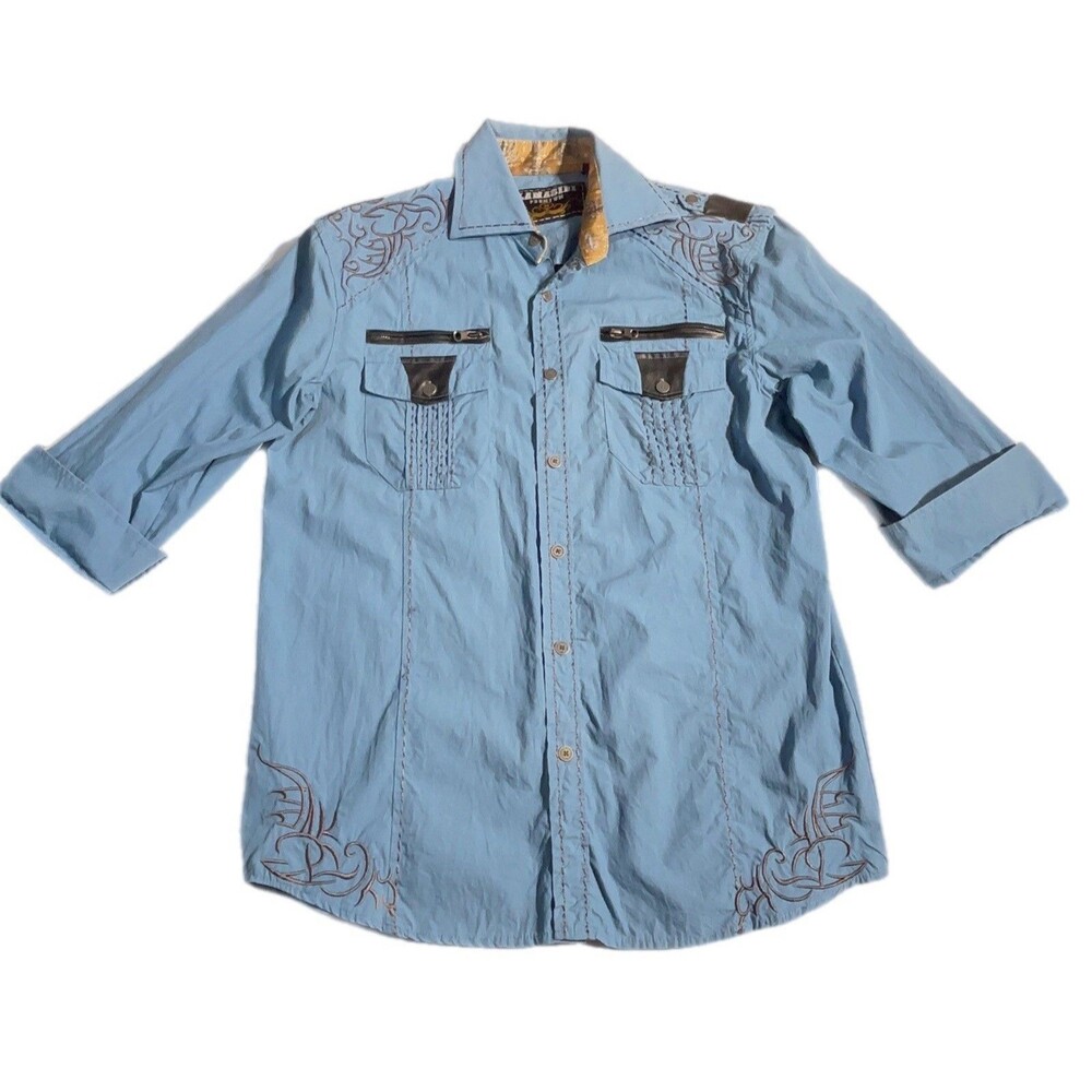 Lamasini Premium Light Blue Button Down Shirt Men’s Size Medium